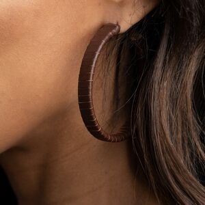 Paparazzi Brown Leather Hoop Earrings
